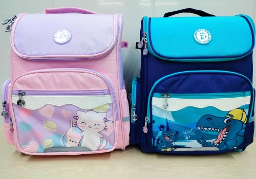 Ba Lô Học Sinh Chống Gù Cao Cấp - Hình Mèo Cute và Khủng Long - Binbes B-3339 ELV 2023 - Màu Xanh,Hồng